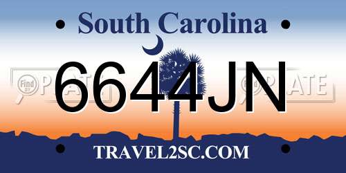 6644JN South Carolina License Plate