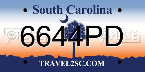 6644PD South Carolina License Plate