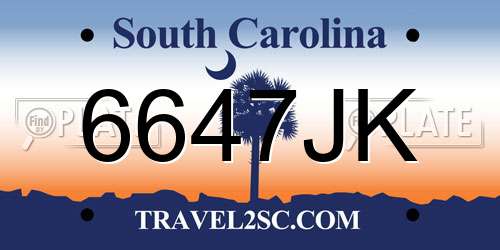 6647JK South Carolina License Plate