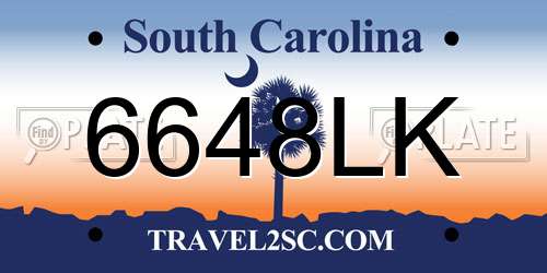 6648LK South Carolina License Plate