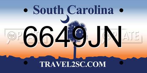 6649JN South Carolina License Plate