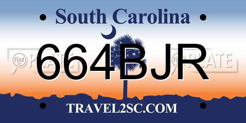 664BJR South Carolina License Plate