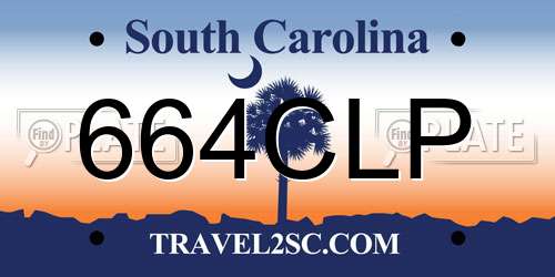 664CLP South Carolina License Plate