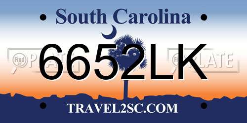 6652LK South Carolina License Plate