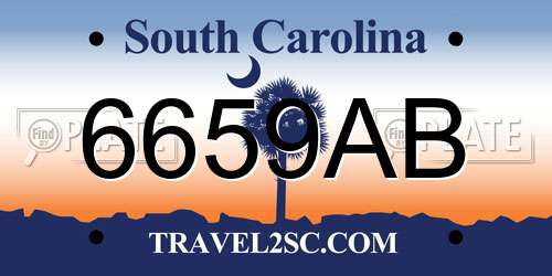 6659AB South Carolina License Plate