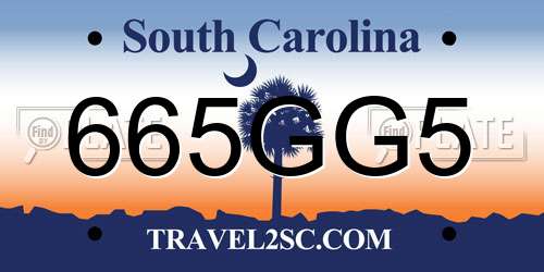 665GG5 South Carolina License Plate