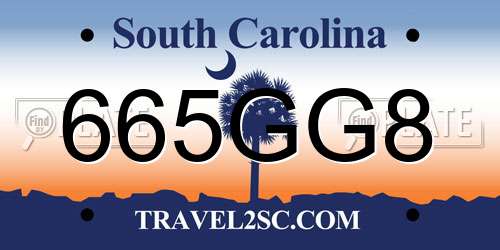 665GG8 South Carolina License Plate