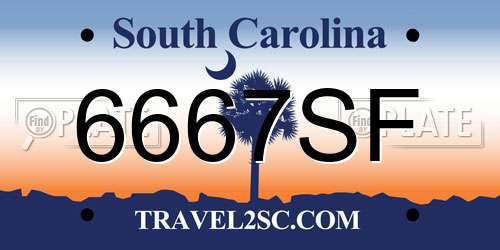6667SF South Carolina License Plate
