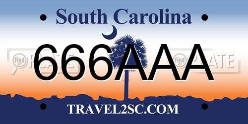 666AAA South Carolina License Plate