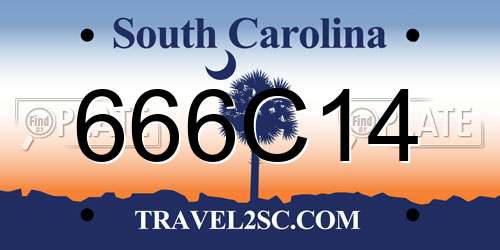 666C14 South Carolina License Plate