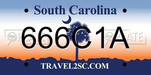 666C1A South Carolina License Plate