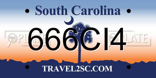 666CI4 South Carolina License Plate