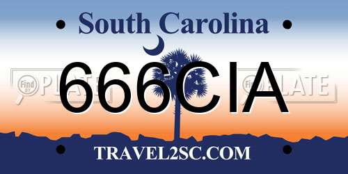 666CIA South Carolina License Plate