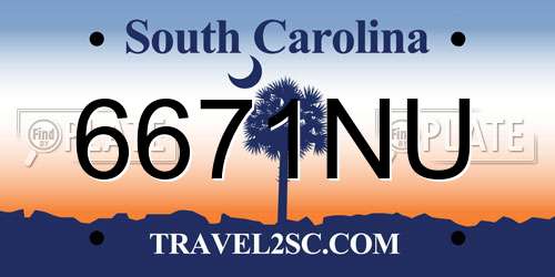 6671NU South Carolina License Plate