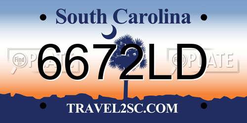 6672LD South Carolina License Plate
