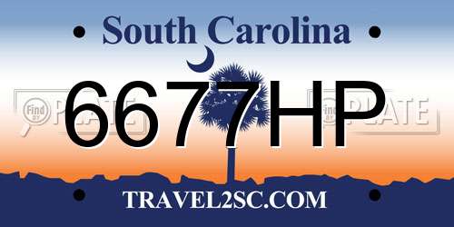 6677HP South Carolina License Plate
