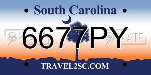 6677PY South Carolina License Plate
