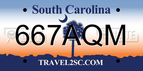 667AQM South Carolina License Plate