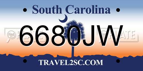 6680JW South Carolina License Plate