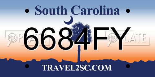 6684FY South Carolina License Plate