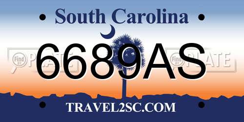6689AS South Carolina License Plate