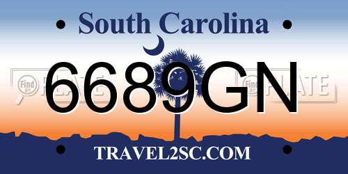 6689GN South Carolina License Plate