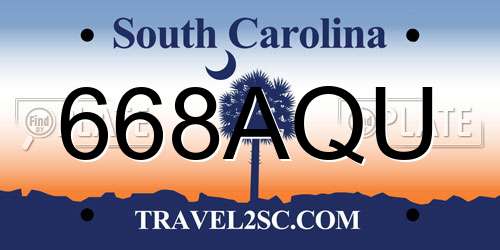 668AQU South Carolina License Plate