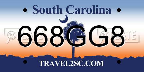 668GG8 South Carolina License Plate