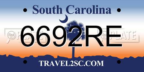 6692RE South Carolina License Plate