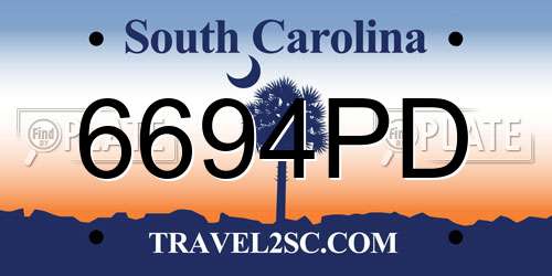 6694PD South Carolina License Plate