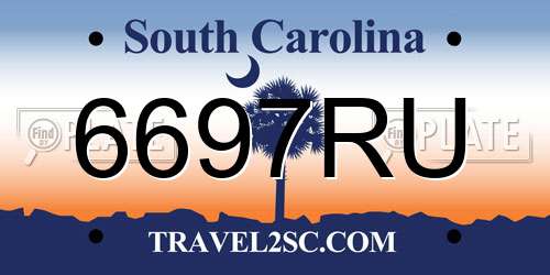 6697RU South Carolina License Plate