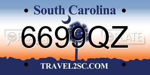 6699QZ South Carolina License Plate