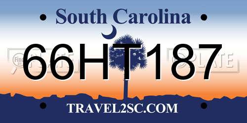 66HT187 South Carolina License Plate