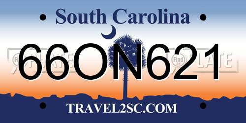 66ON621 South Carolina License Plate