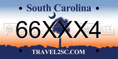 66XXX4 South Carolina License Plate