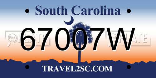 67007W South Carolina License Plate