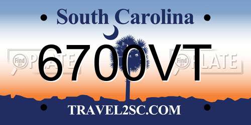 6700VT South Carolina License Plate