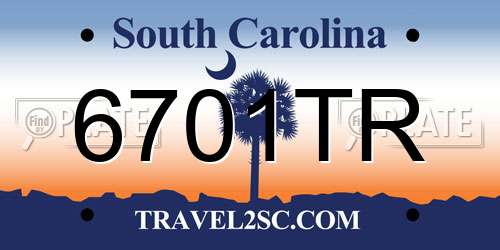 6701TR South Carolina License Plate