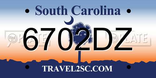 6702DZ South Carolina License Plate