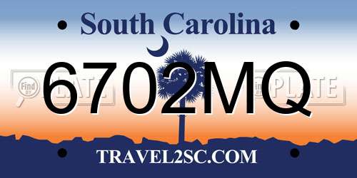 6702MQ South Carolina License Plate