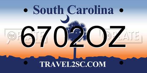 6702OZ South Carolina License Plate