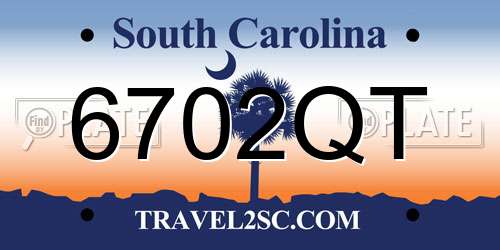 6702QT South Carolina License Plate