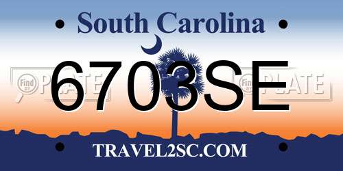 6703SE South Carolina License Plate