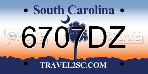 6707DZ South Carolina License Plate