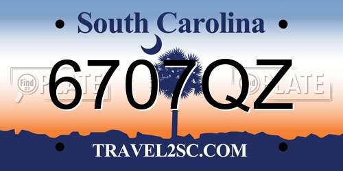 6707QZ South Carolina License Plate