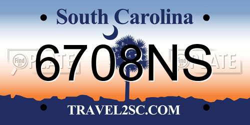 6708NS South Carolina License Plate