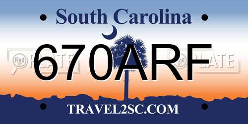 670ARF South Carolina License Plate