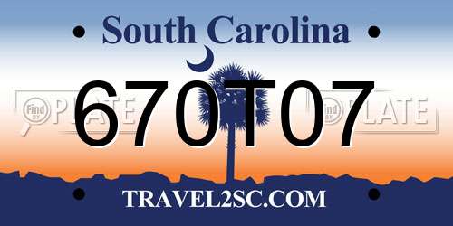 670T07 South Carolina License Plate