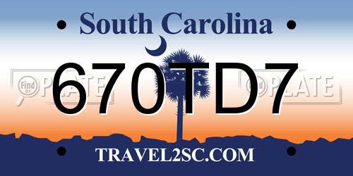 670TD7 South Carolina License Plate