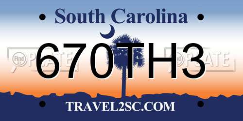 670TH3 South Carolina License Plate